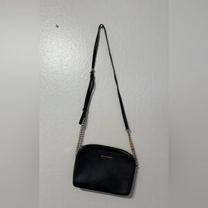 Michael Kors Black Leather Chain-Detail Crossbody